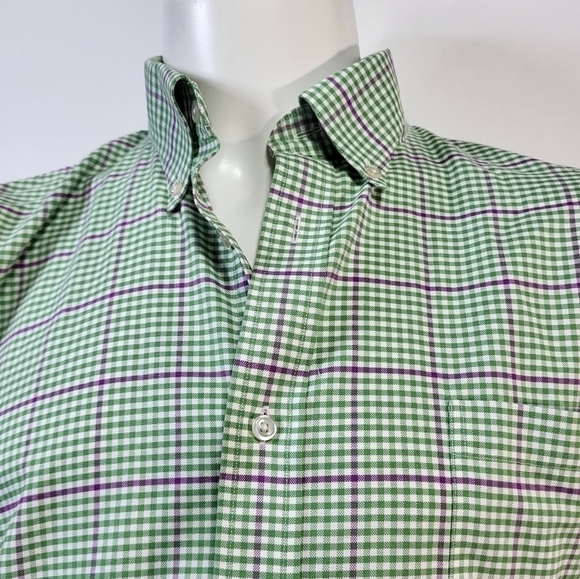 Land's End Plaid Collared Button Up Dress Shirt - Picture 2 of 6